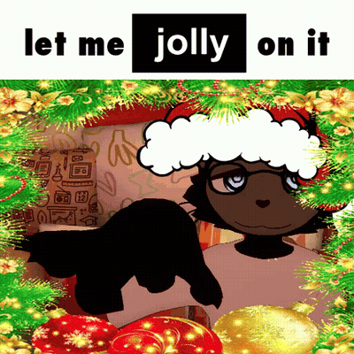 A Picture Of A Cat Wearing A Santa Hat With The Words Let Me Jolly On It Above It GIF