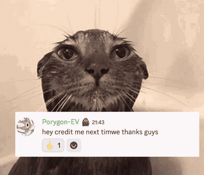 A Picture Of A Cat With A Message From Porygon-Ev Below It GIF
