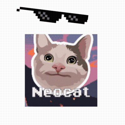 A Picture Of A Cat With Sunglasses And The Word Neocat GIF