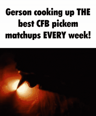 A Picture Of A Cat With The Caption " Gerson Cooking Up The Best Cfb Pickem Matchups Every Week " GIF