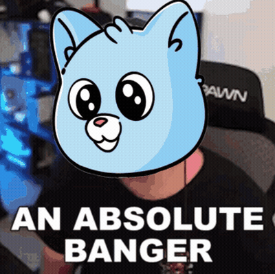 A Picture Of A Cat With The Words An Absolute Banger Below It GIF