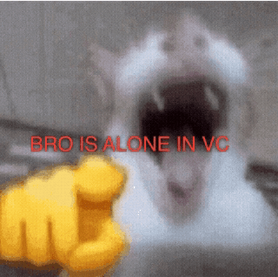 A Picture Of A Cat With The Words Bro Is Alone In Vc Written On It GIF