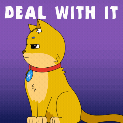 A Picture Of A Cat With The Words Deal With It Written Above It GIF