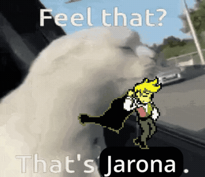 A Picture Of A Cat With The Words Feel That That 'S Jarona GIF