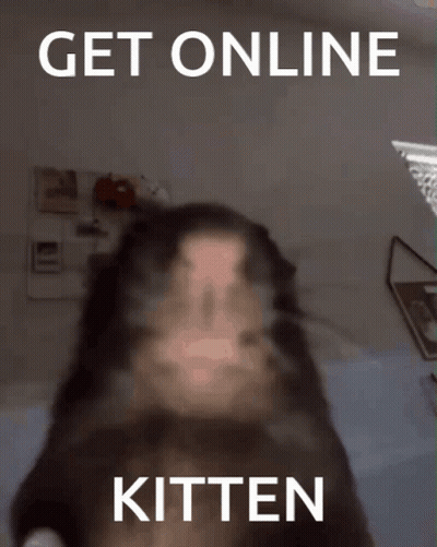 A Picture Of A Cat With The Words Get Online Kitten On It GIF