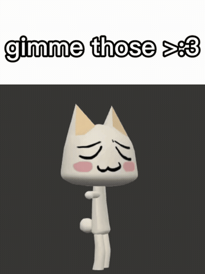 A Picture Of A Cat With The Words Gimme Those On It GIF