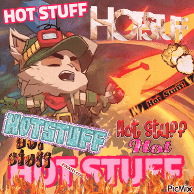 A Picture Of A Cat With The Words Hot Stuff Hot Stuff Hot Stuff On It GIF