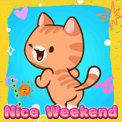 A Picture Of A Cat With The Words Nice Weekend Written Below It GIF