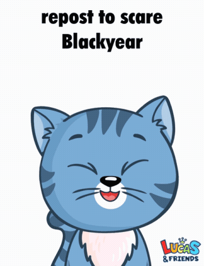 A Picture Of A Cat With The Words Repost To Scare Blackyear Ha Ha Ha On It GIF