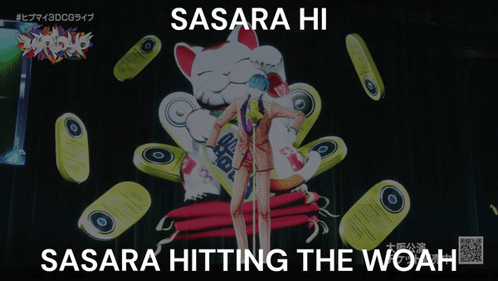 A Picture Of A Cat With The Words Sasara Hitting The Woah GIF