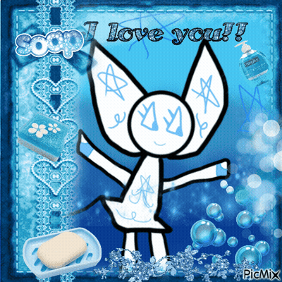 A Picture Of A Cat With The Words Soap I Love You On It GIF