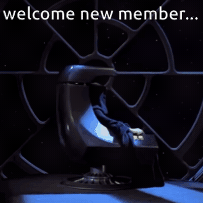 A Picture Of A Chair With The Words Welcome New Member On It GIF