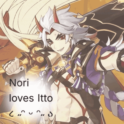 A Picture Of A Character With The Words Nori Loves Itto On The Bottom GIF