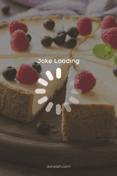 A Picture Of A Cheesecake With Raspberries And Blueberries And The Words Joke Loading Below It GIF