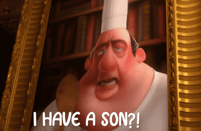 A Picture Of A Chef With The Words " I Have A Son " Below Him GIF