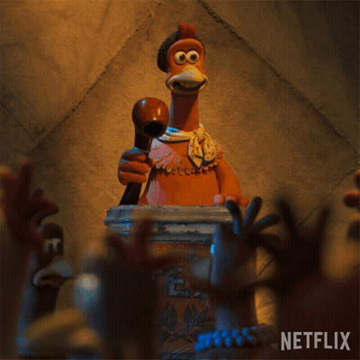 A Picture Of A Chicken With The Words Alright Everyone Netflix On It GIF