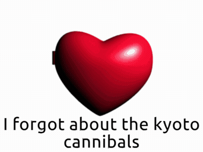 A Picture Of A Chicken With The Words " I Forgot About The Kyoto Cannibals " Underneath It GIF