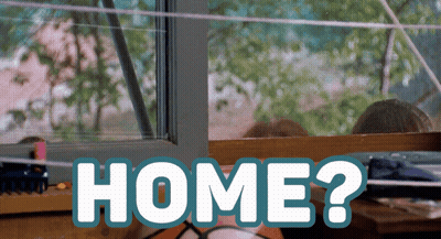 A Picture Of A Child Looking Out A Window With The Words Home Written Below It GIF