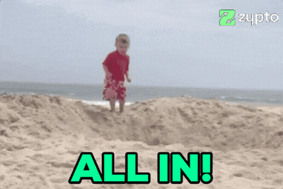 A Picture Of A Child On A Beach With The Words All In GIF