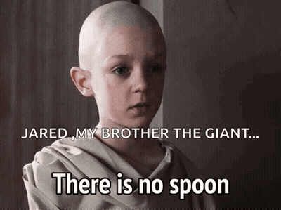 A Picture Of A Child With The Caption There Is No Spoon GIF