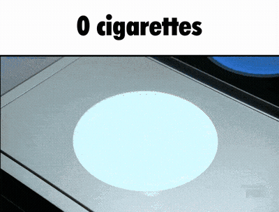 A Picture Of A Circle With The Words 0 Cigarettes Below It GIF