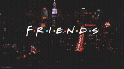 A Picture Of A City At Night With The Words Friends Written In White GIF