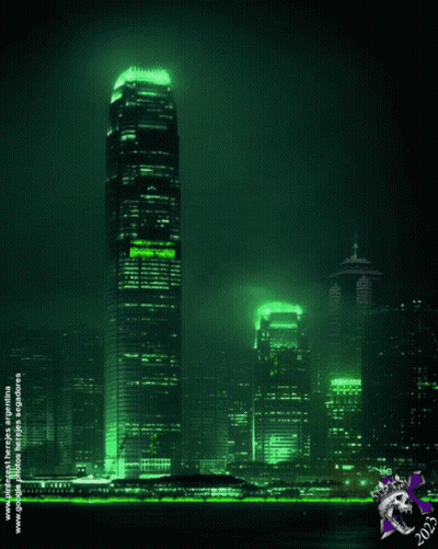 A Picture Of A City At Night With The Year 2053 GIF