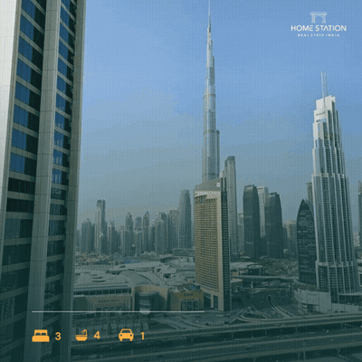 A Picture Of A City With The Words Home Station Real Estate India On The Bottom GIF
