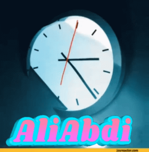 A Picture Of A Clock With The Name Aliabadi Written Below It GIF