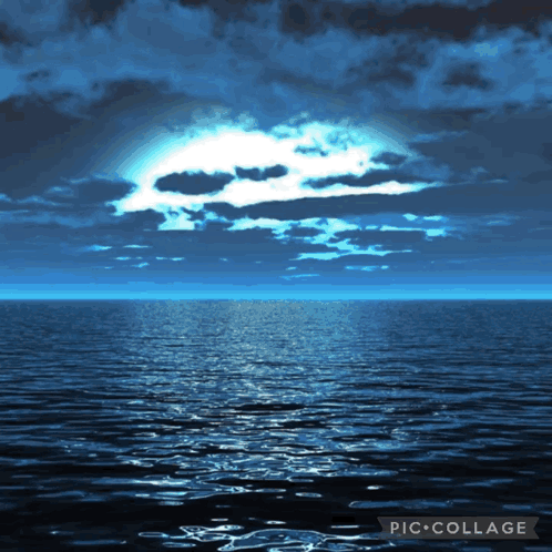 A Picture Of A Cloudy Sky Over A Body Of Water With The Words Pic Collage At The Bottom GIF