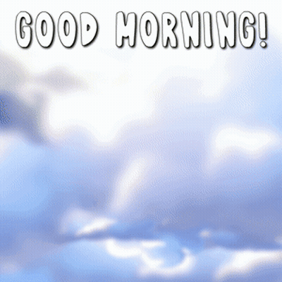 A Picture Of A Cloudy Sky With The Words Good Morning In White Letters GIF