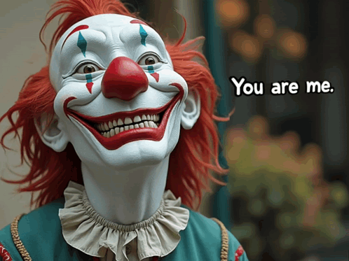 A Picture Of A Clown With The Words You Are Me On The Bottom GIF