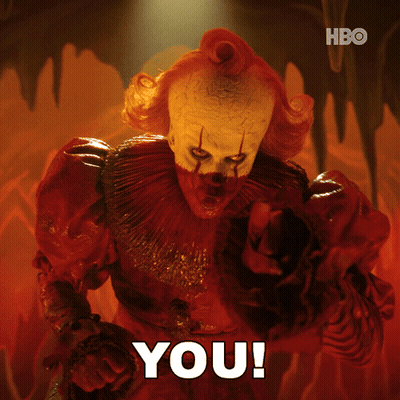 A Picture Of A Clown With The Words " You " On The Bottom GIF