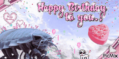 A Picture Of A Cockroach And A Heart That Says Happy Birthday To You GIF