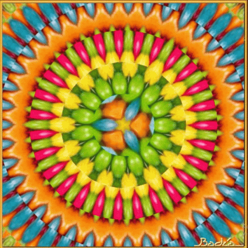 A Picture Of A Colorful Circle With The Name Badka Written On The Bottom GIF