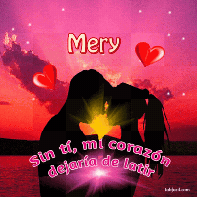 A Picture Of A Couple Kissing With The Name Mery GIF