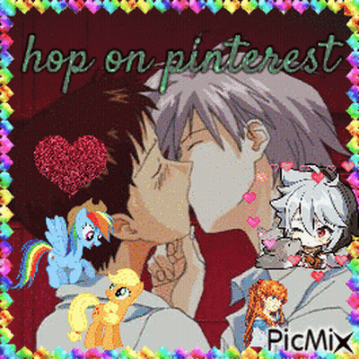 A Picture Of A Couple Kissing With The Words Hop On Pinterest In The Corner GIF