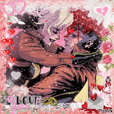 A Picture Of A Couple Kissing With The Words " I Love You " On The Bottom Right GIF
