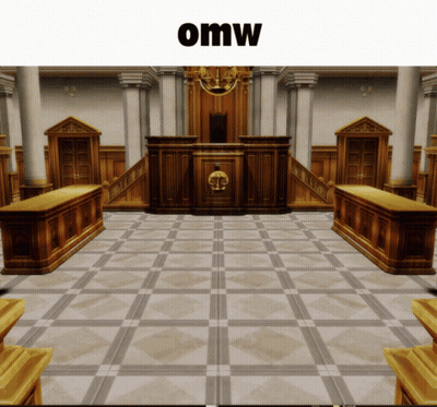 a picture of a courtroom with the word omw on the top