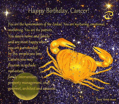 A Picture Of A Crab With The Words " Happy Birthday Cancer " On It GIF