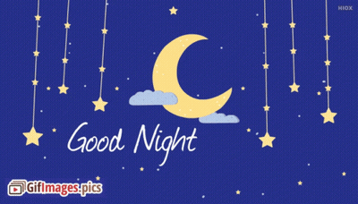 A Picture Of A Crescent Moon And Stars With The Words Good Night GIF