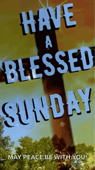 A Picture Of A Cross That Says Have A Blessed Sunday May Peace Be With You GIF