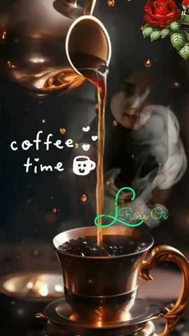 A Picture Of A Cup Of Coffee With The Words Coffee Time On It GIF