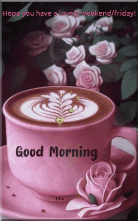 A Picture Of A Cup Of Coffee With The Words Good Morning Written On It GIF