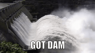 A Picture Of A Dam With The Words Got Dam Written On It GIF