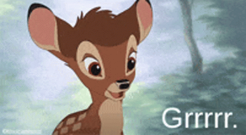 A Picture Of A Deer With The Words Grrr On The Bottom Right GIF