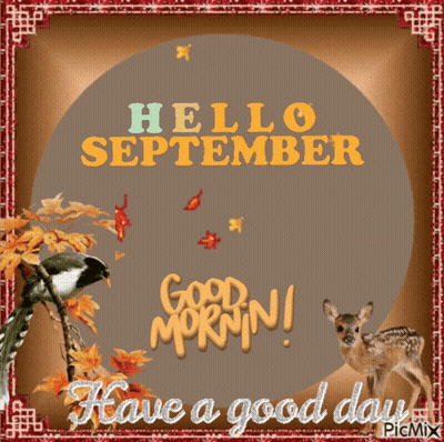 A Picture Of A Deer With The Words Hello September Good Morning Have A Good Day GIF