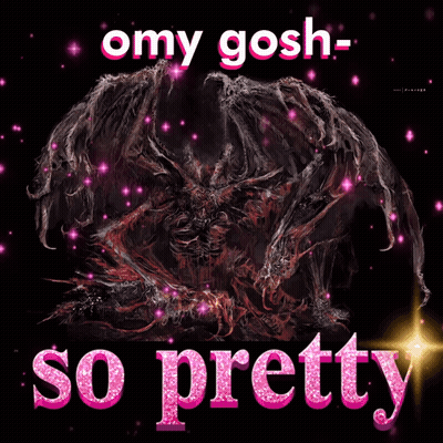 A Picture Of A Demon With The Words " Omy Gosh- So Pretty " GIF