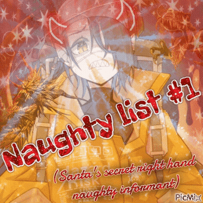 A Picture Of A Devil With The Words Naughty List # 1 On The Bottom GIF