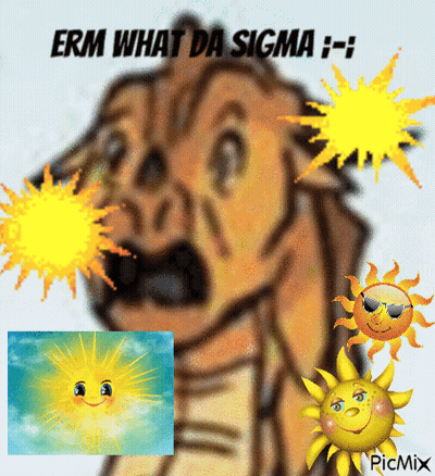 A Picture Of A Dinosaur With The Words " Erm What Da Sigma " Above It GIF
